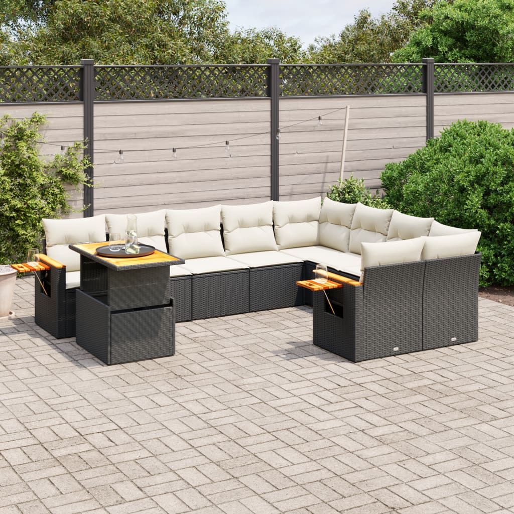 Loungegrupp 10 Delar Med Svarta Dynor Konstrotting