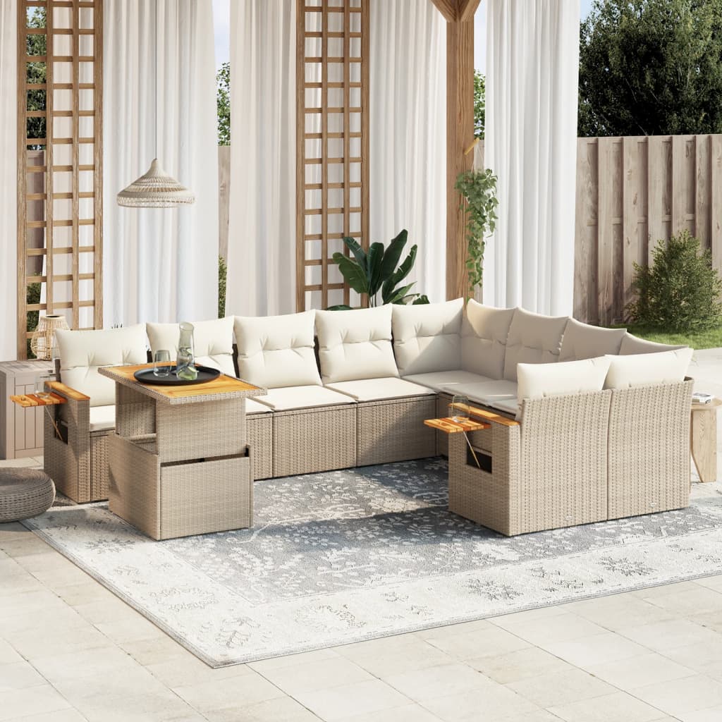Loungegrupp 10 Delar Med Svarta Dynor Konstrotting