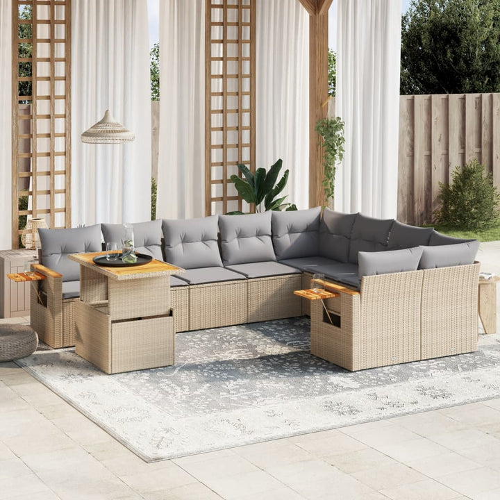 Loungegrupp 10 Delar Med Svarta Dynor Konstrotting