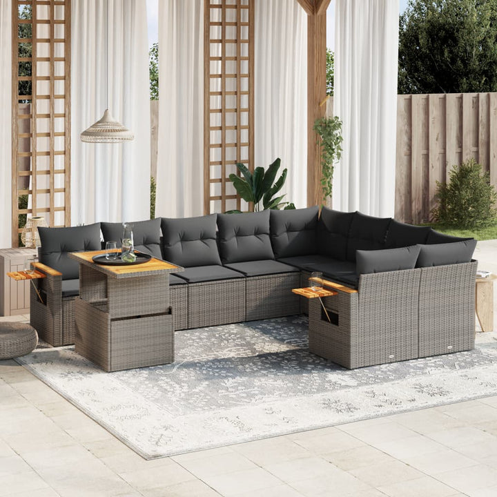 Loungegrupp 10 Delar Med Svarta Dynor Konstrotting