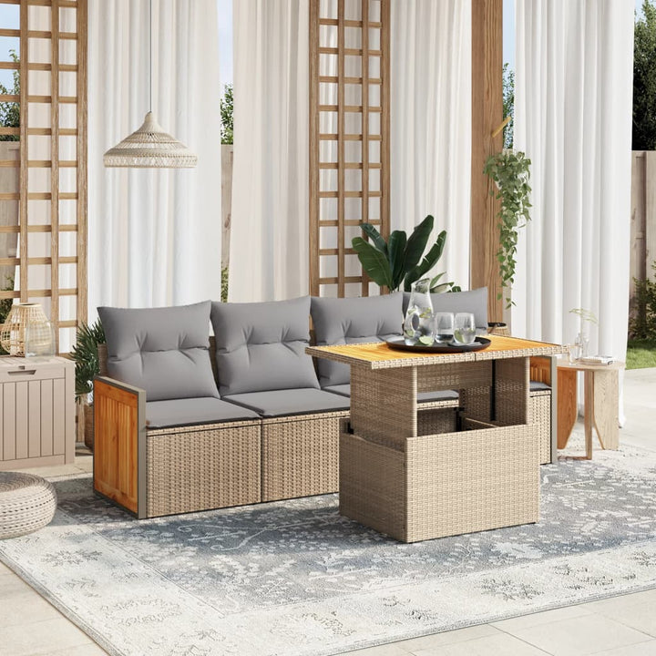 Loungegrupp För Trädgården Med Dynor 5 Delar Svart Konstrotting
