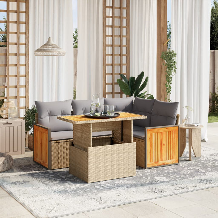 Loungegrupp För Trädgården Med Dynor 5 Delar Konstrotting