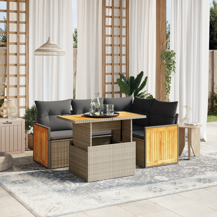 Loungegrupp För Trädgården Med Dynor 5 Delar Konstrotting