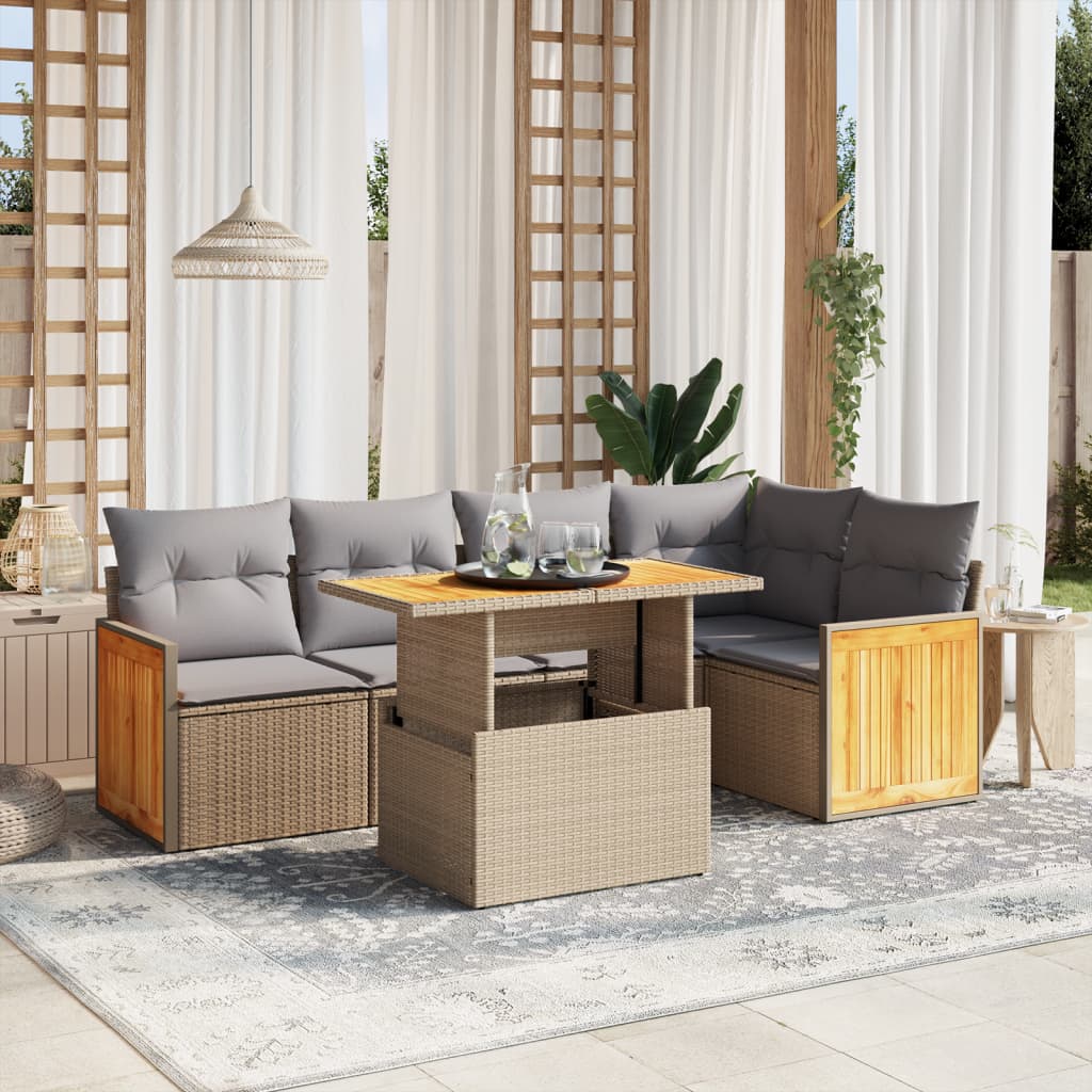 Loungegrupp Med Dynor 6 Delar Konstrotting