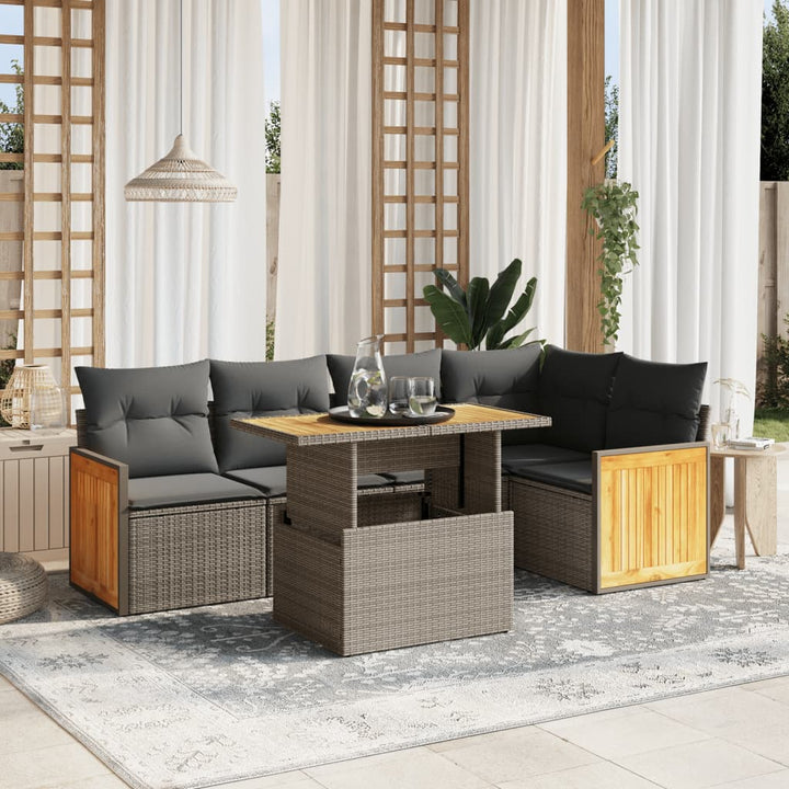 Loungegrupp Med Dynor 6 Delar Konstrotting
