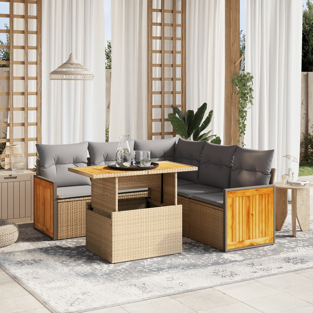 Loungegrupp Med Dynor 6 Delar Konstrotting