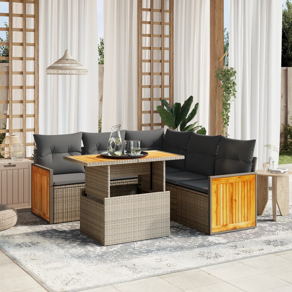 Loungegrupp Med Dynor 6 Delar Konstrotting