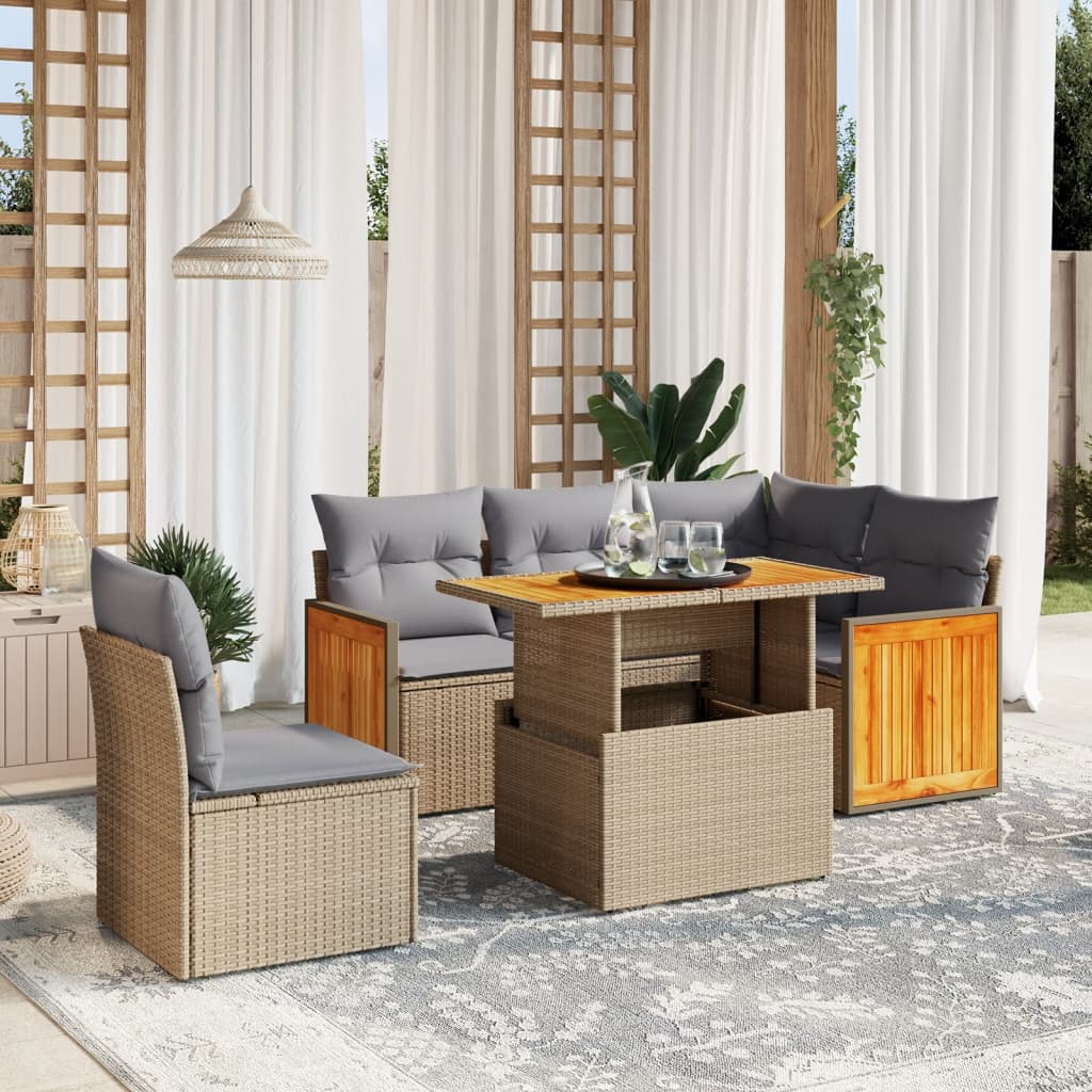 Loungegrupp Med Dynor 6 Delar Svart Konstrotting