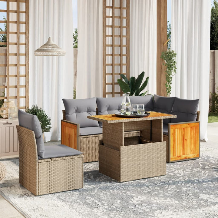 Loungegrupp Med Dynor 6 Delar Svart Konstrotting