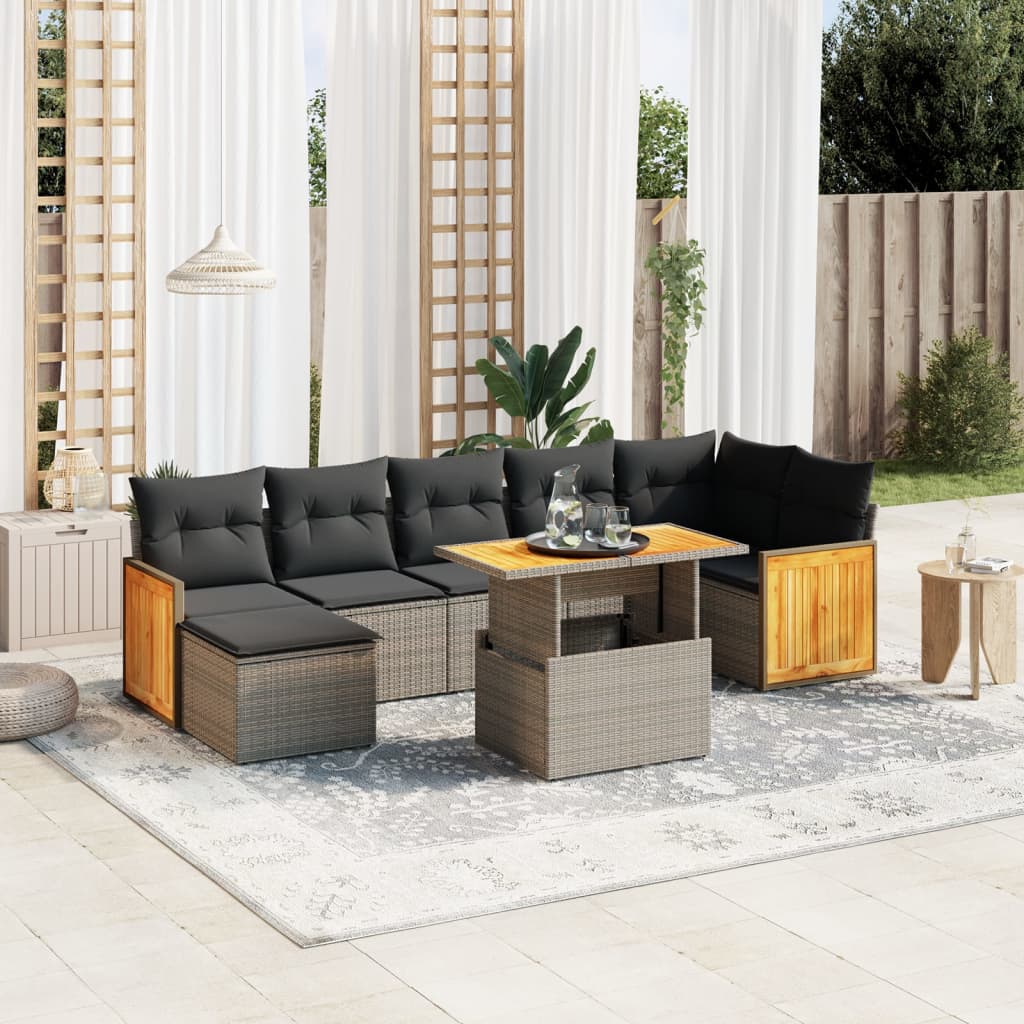 Loungegrupp För Trädgården Med Dynor 8 Delar Konstrotting