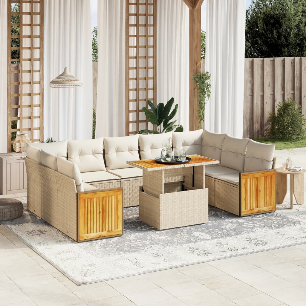 Loungegrupp 10 Delar Med Svarta Dynor Konstrotting
