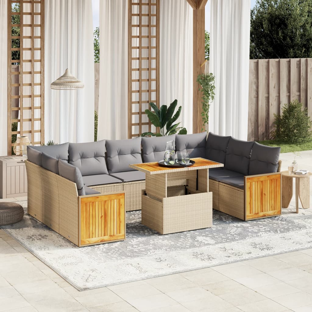 Loungegrupp 10 Delar Med Svarta Dynor Konstrotting