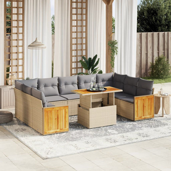 Loungegrupp 10 Delar Med Svarta Dynor Konstrotting