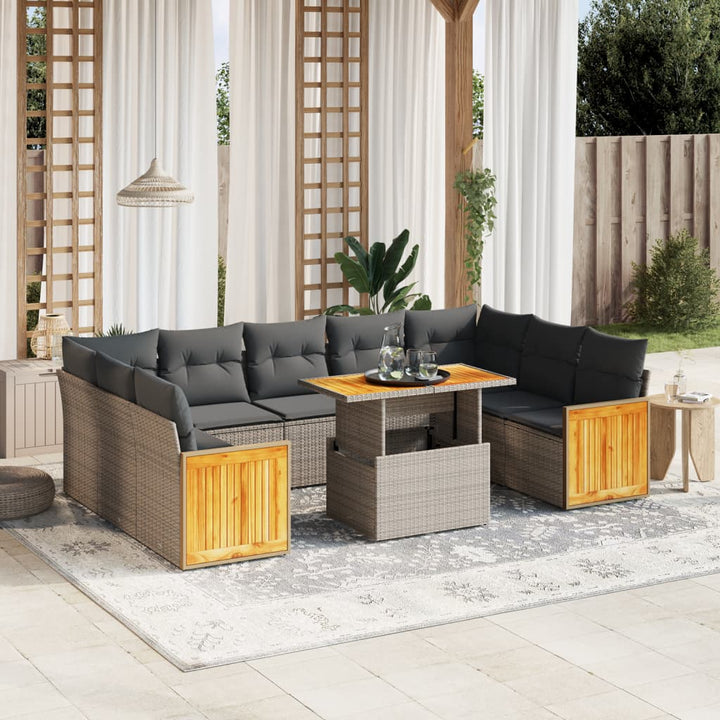 Loungegrupp 10 Delar Med Svarta Dynor Konstrotting