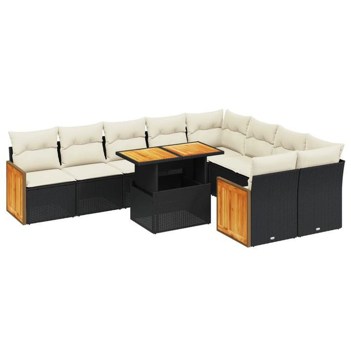 Loungegrupp 10 Delar Med Svarta Dynor Konstrotting