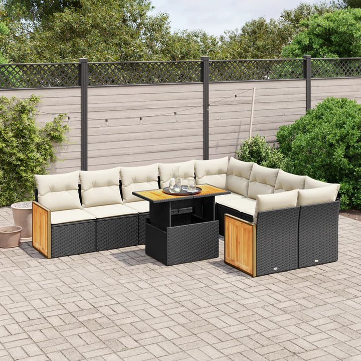 Loungegrupp 10 Delar Med Svarta Dynor Konstrotting