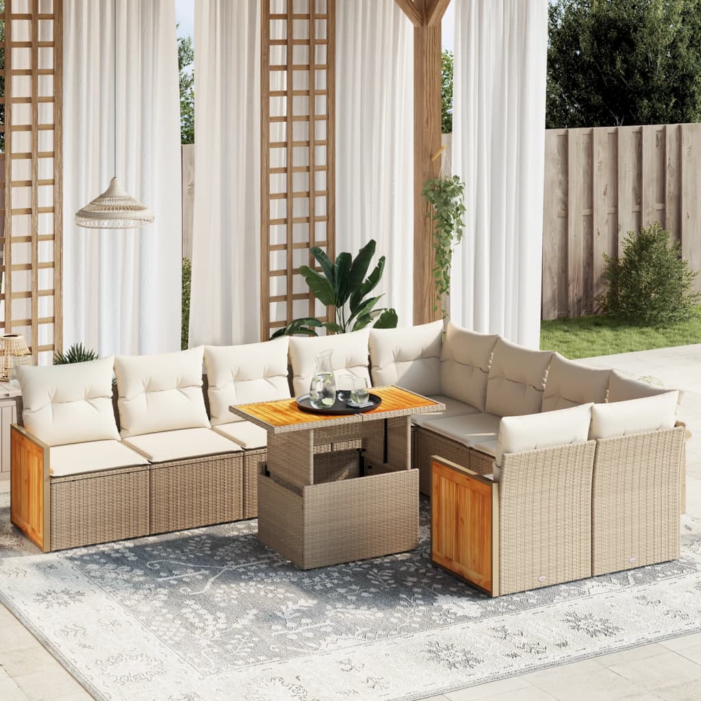 Loungegrupp 10 Delar Med Svarta Dynor Konstrotting