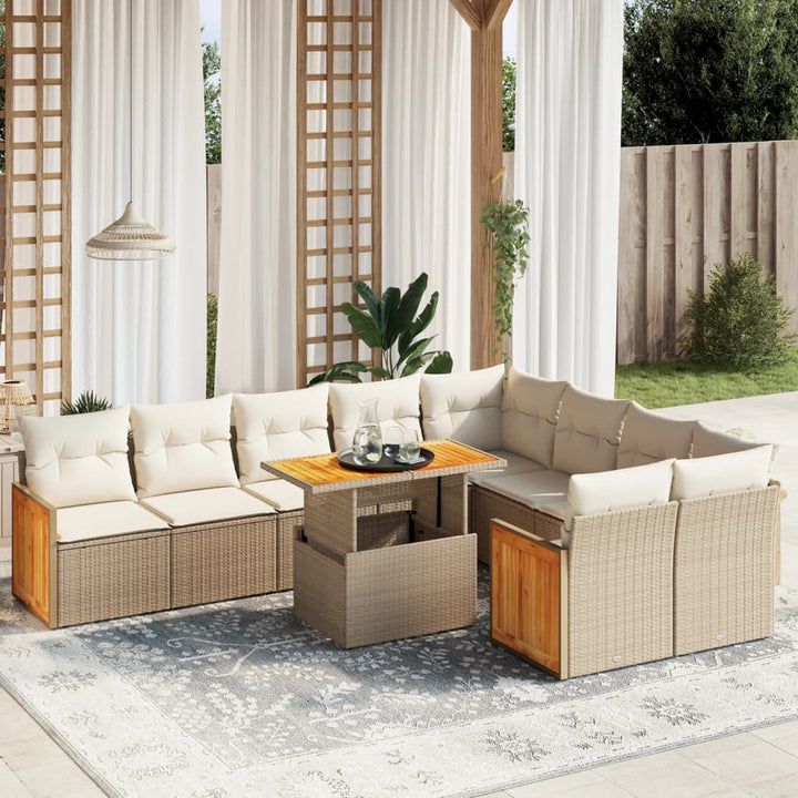 Loungegrupp 10 Delar Med Svarta Dynor Konstrotting