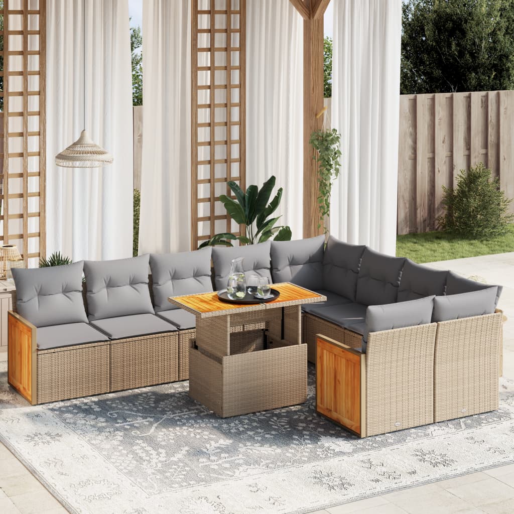 Loungegrupp 10 Delar Med Svarta Dynor Konstrotting