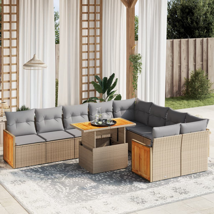 Loungegrupp 10 Delar Med Svarta Dynor Konstrotting