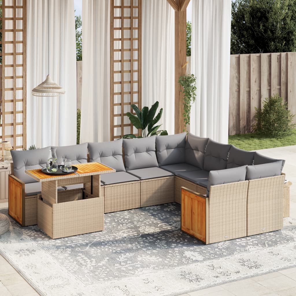 Loungegrupp 10 Delar Med Svarta Dynor Konstrotting