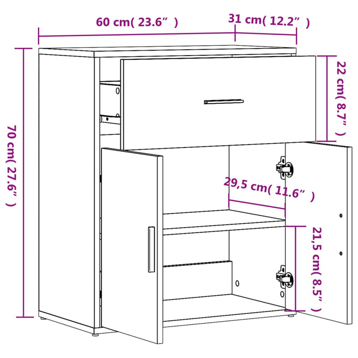 Skänkar 2 St 60X31X70 Cm Konstruerat Trä