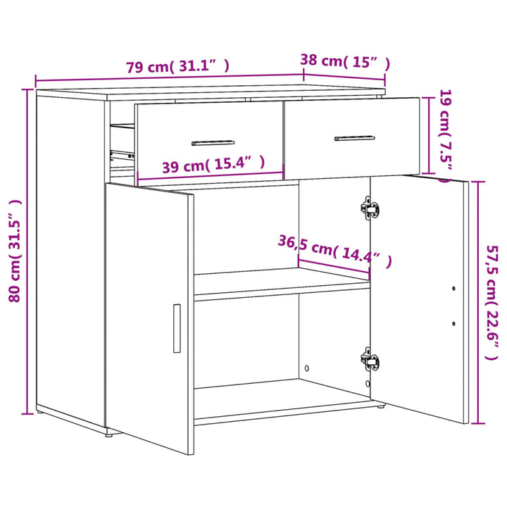 Skänkar 2 St 79X38X80 Cm Konstruerat Trä