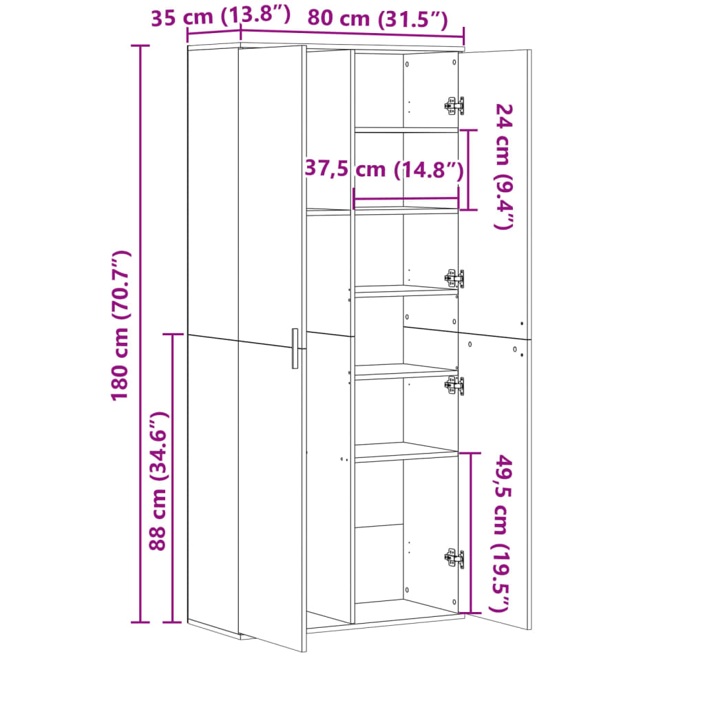 Högskåp 80X35X180 Cm Konstruerat Trä