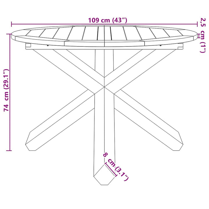 Trädgårdsbord Ø Massiv Teak
