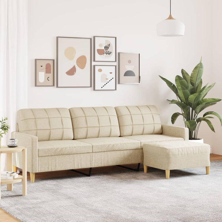 3-Sitssoffa Med Fotpall Tyg