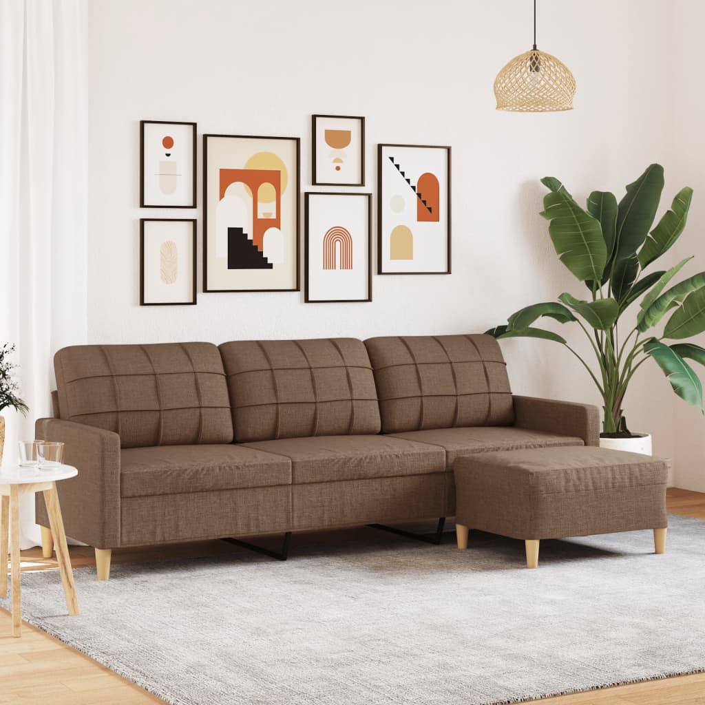 3-Sitssoffa Med Fotpall Tyg
