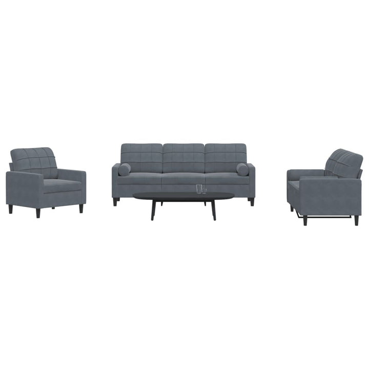 Soffgrupp Med Dynor Och Bolster 3 Delar Sammet