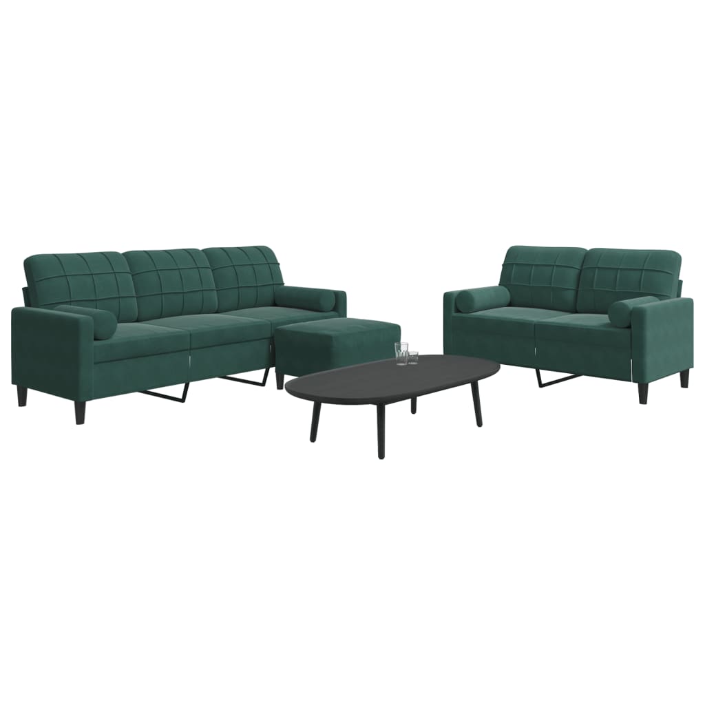 Soffgrupp Med Dynor Och Bolster 3 Delar Gräddvit Sammet