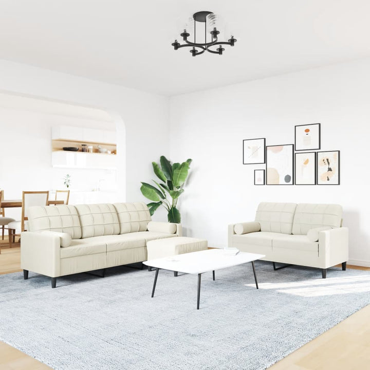 Soffgrupp Med Dynor Och Bolster 3 Delar Gräddvit Sammet