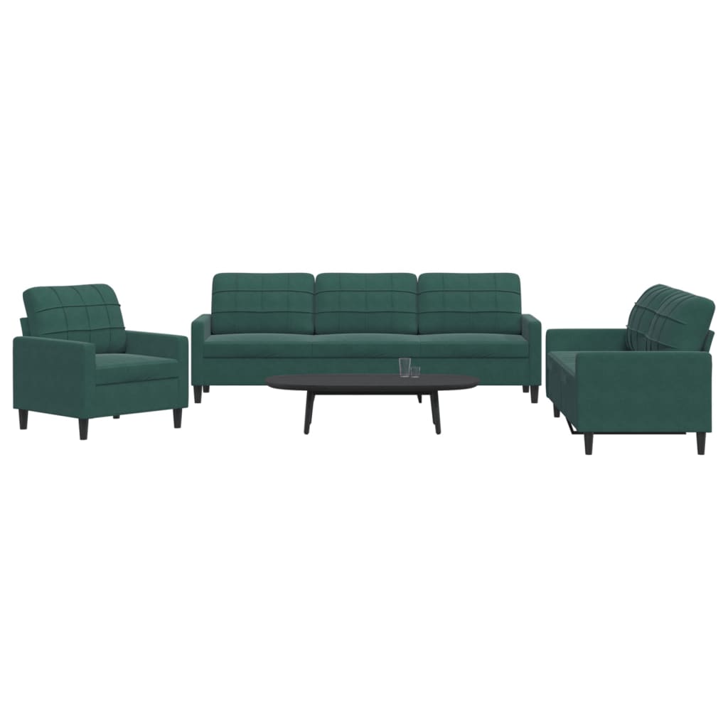 Soffgrupp Med Dynor Och Bolster 3 Delar Sammet