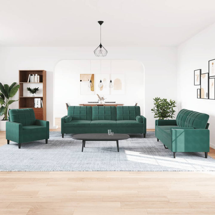 Soffgrupp Med Dynor Och Bolster 3 Delar Sammet
