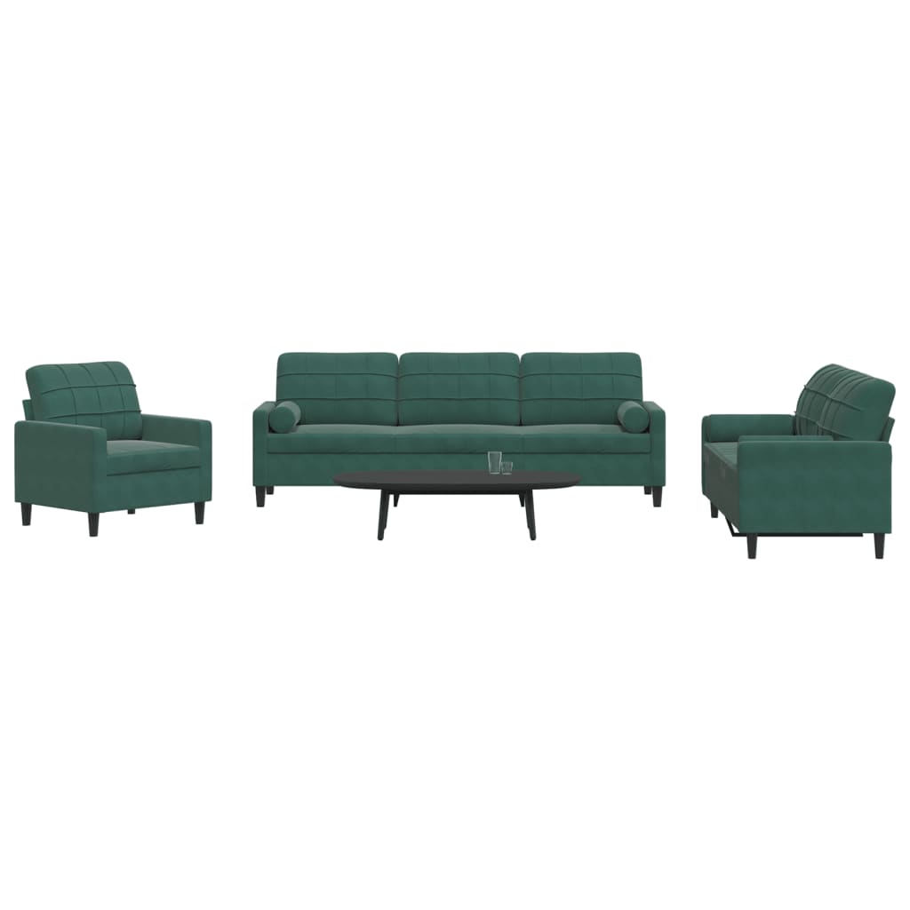 Soffgrupp Med Dynor Och Bolster 3 Delar Sammet