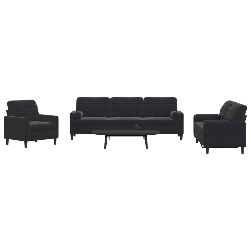 Soffgrupp Med Dynor Och Bolster 3 Delar Sammet