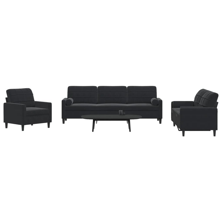 Soffgrupp Med Dynor Och Bolster 3 Delar Sammet
