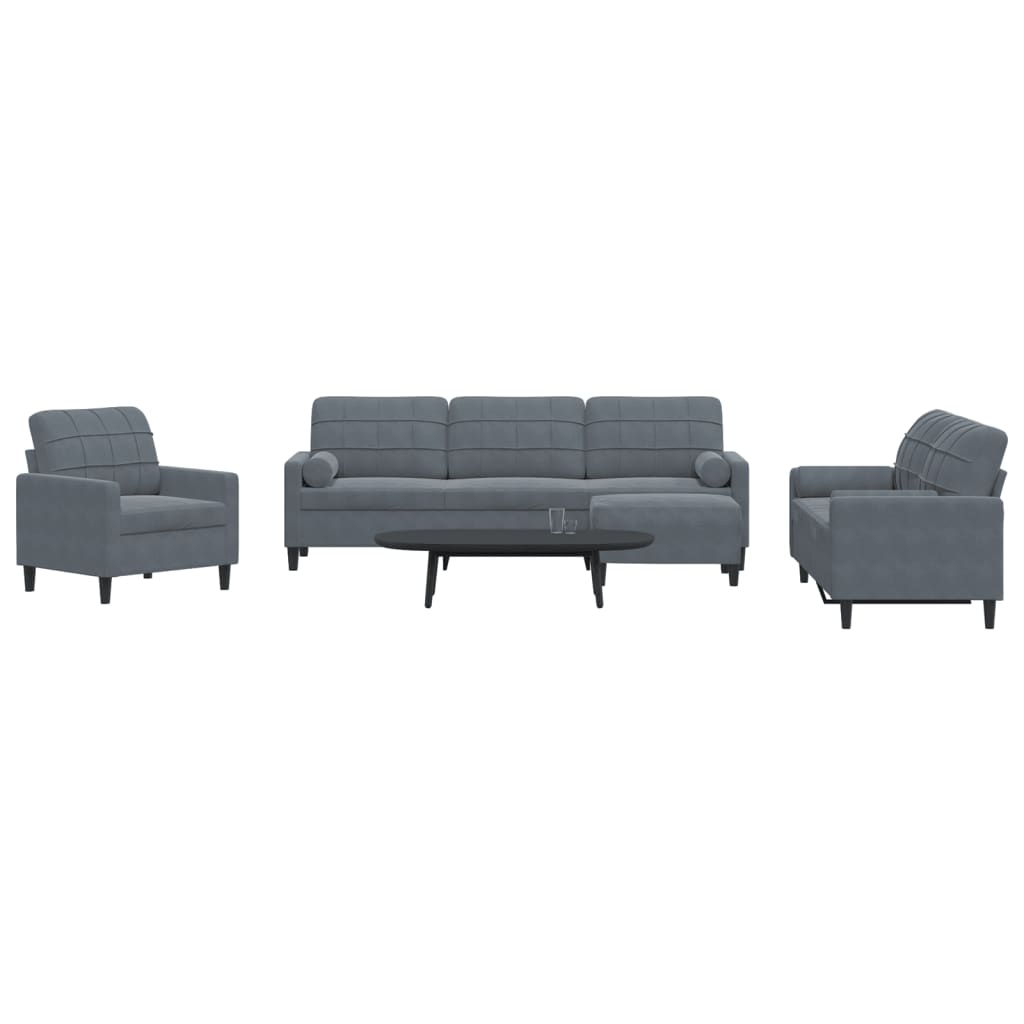 Soffgrupp Med Dynor Och Bolster 3 Delar Sammet