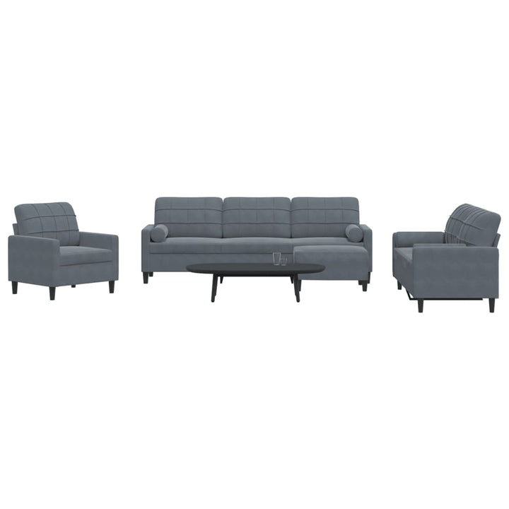 Soffgrupp Med Dynor Och Bolster 3 Delar Sammet