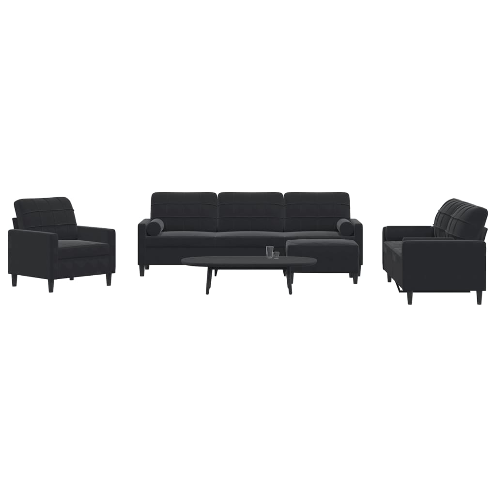 Soffgrupp Med Dynor Och Bolster 3 Delar Sammet