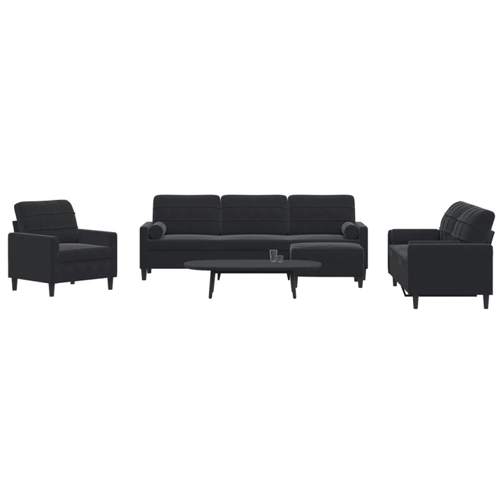 Soffgrupp Med Dynor Och Bolster 3 Delar Sammet