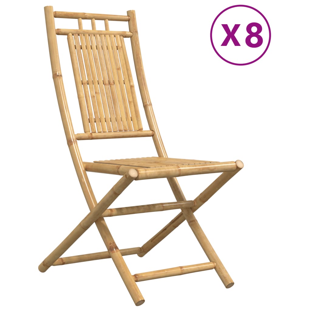 Hopfällbara Trädgårdsstolar 8 St 46X66X99 Cm Bambu