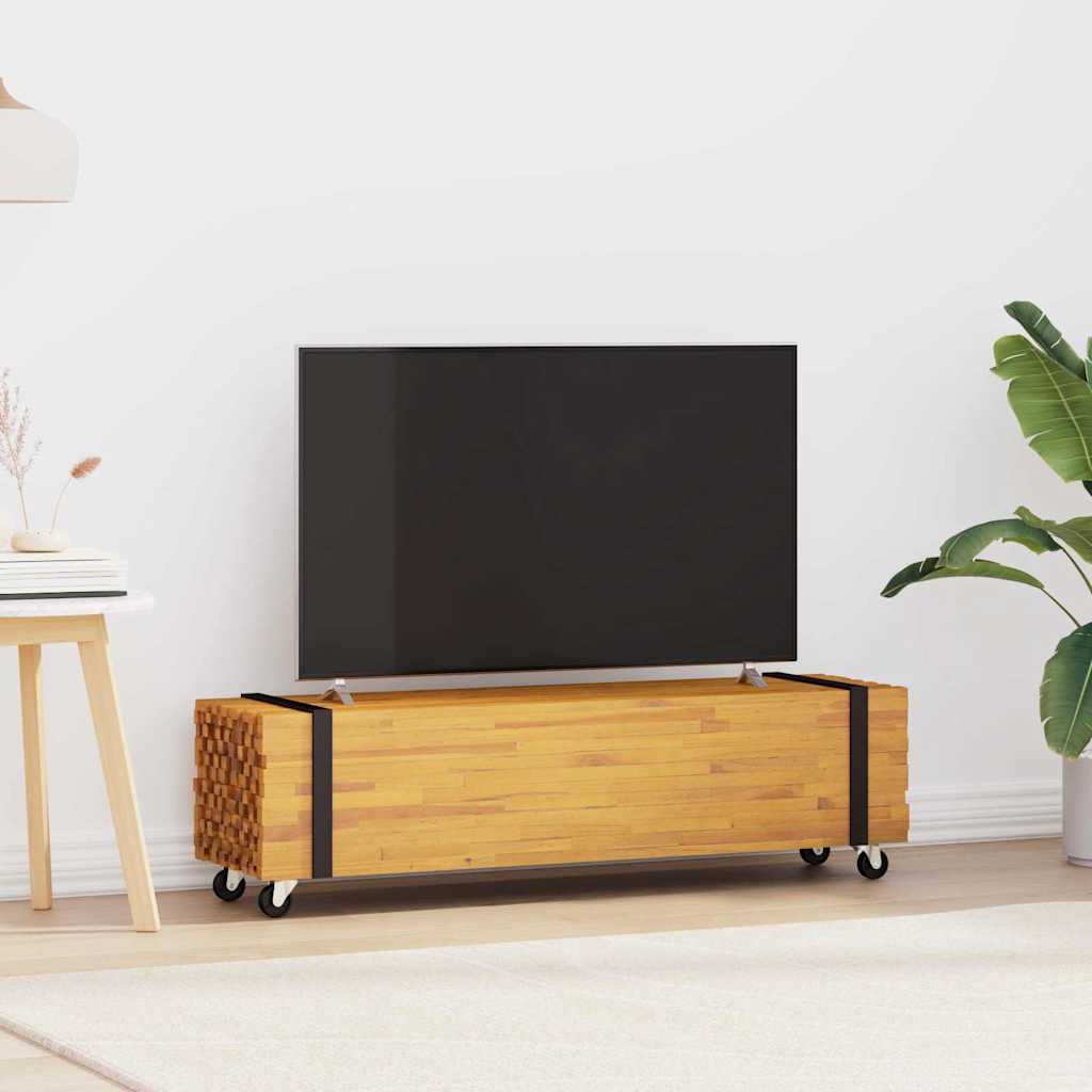 Tv-Bänk Brun 110 X 30 X 30 Cm Massivt Teakträ
