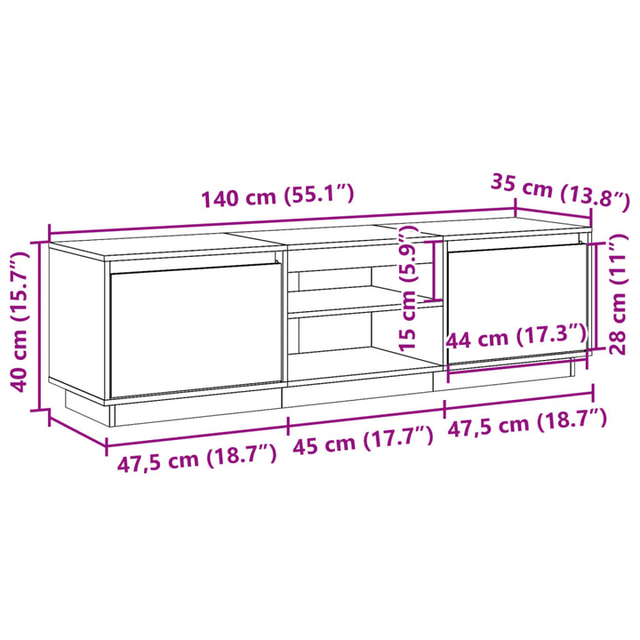 Tv-Bänk 140X35X40 Cm Massiv Furu
