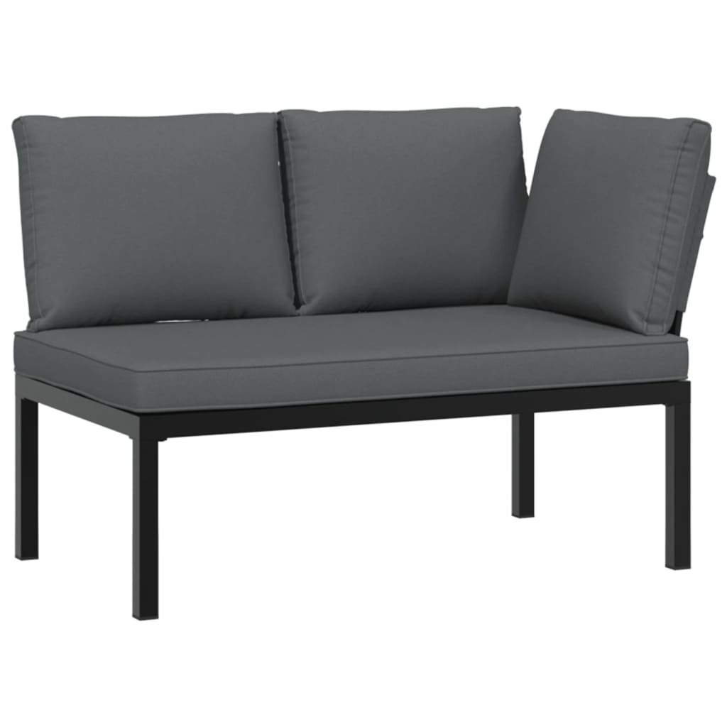 Trädgårdsbänk Med Dynor Svart Aluminium