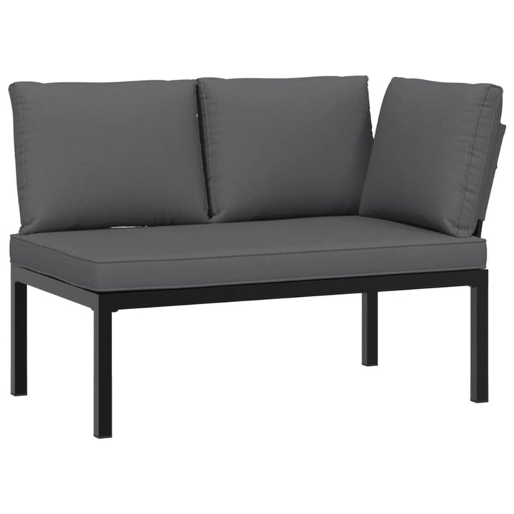 Trädgårdsbänk Med Dynor Svart Aluminium