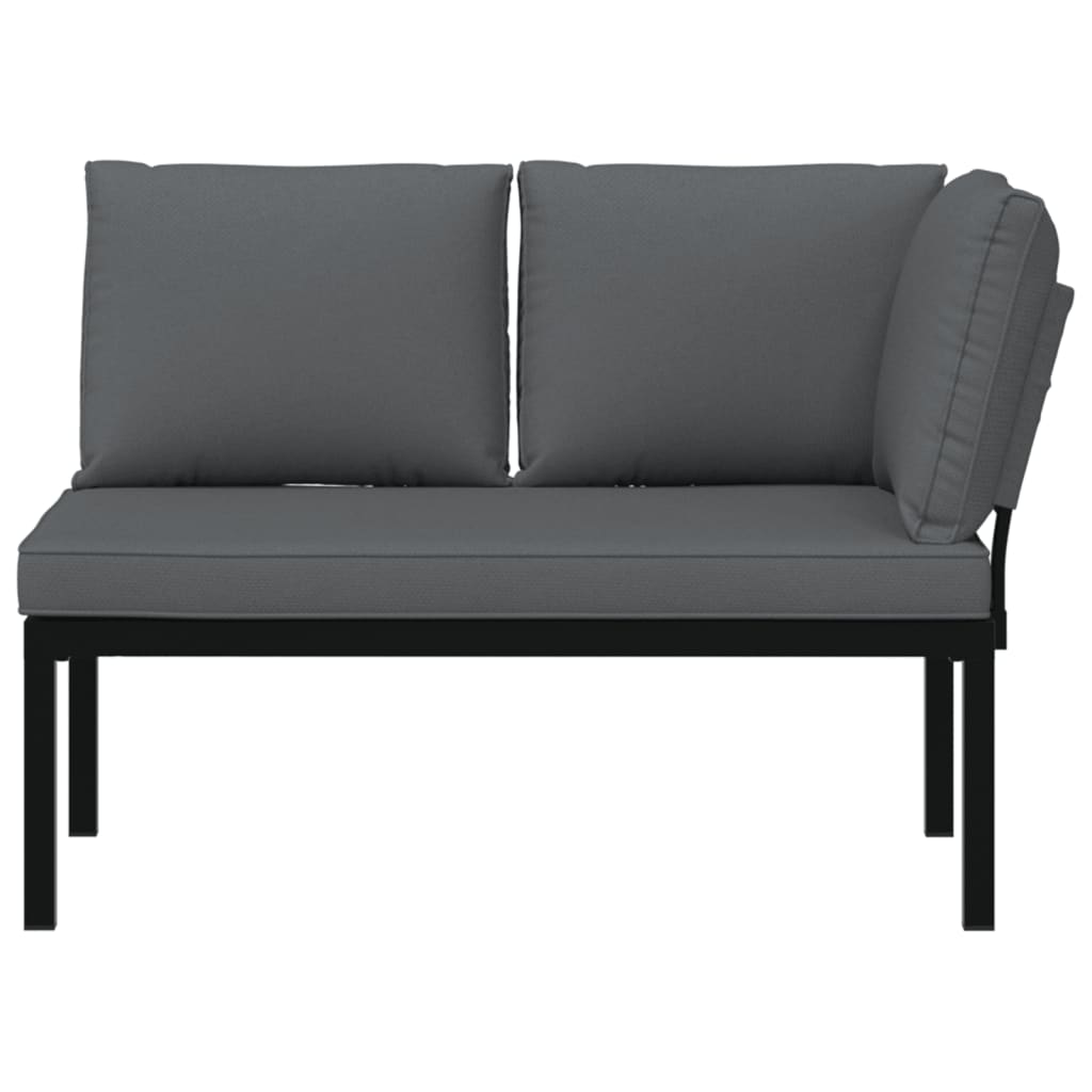 Trädgårdsbänk Med Dynor Svart Aluminium