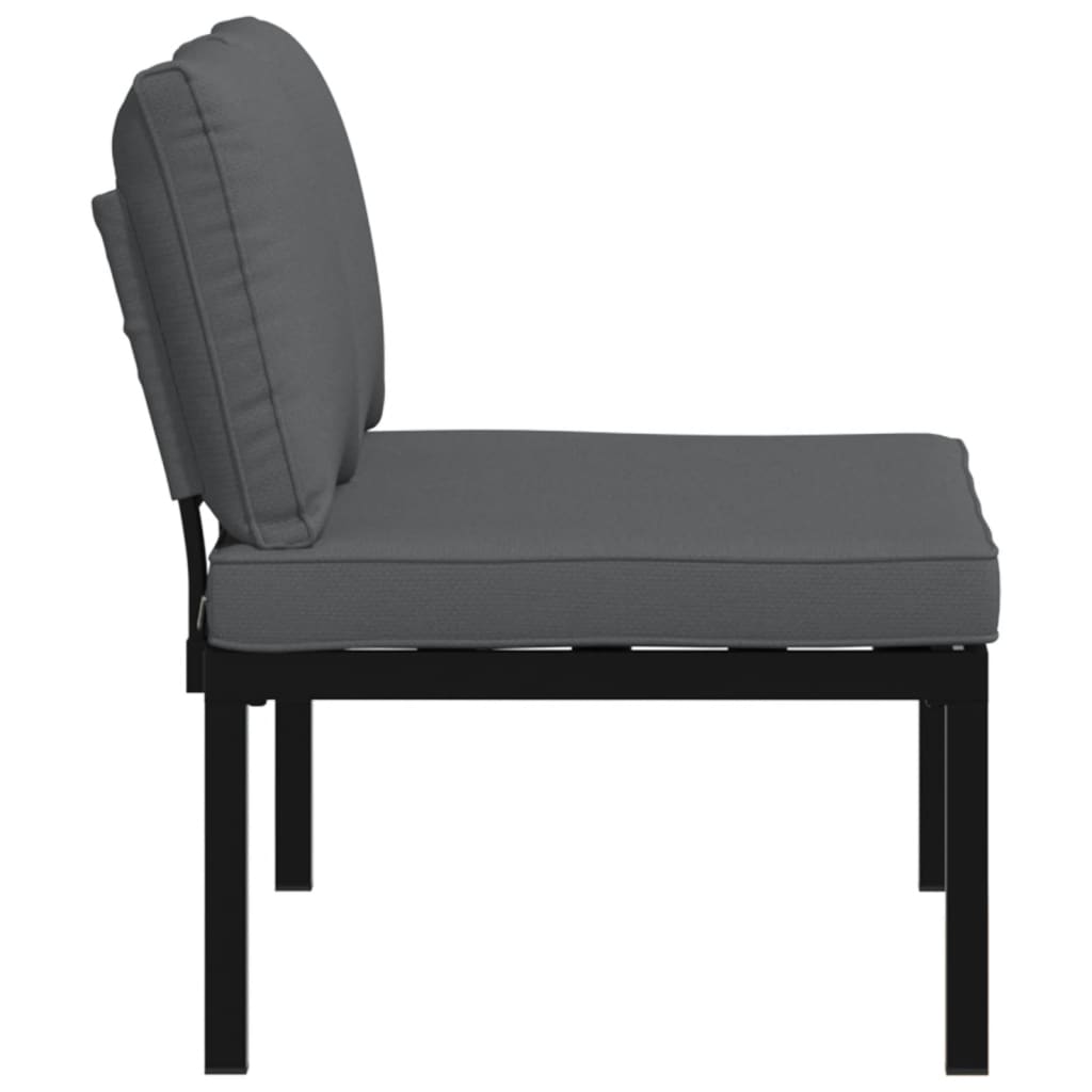 Trädgårdsbänk Med Dynor Svart Aluminium